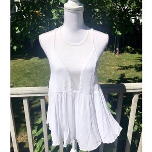 Free People Mesh Plunge Peplum Tank